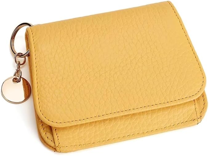 Mudono Small Wallet for Women RFID Blocking Genuine Leather Card Case Slim Tri-Fold Wallet with Zipper Pocket and Keychain