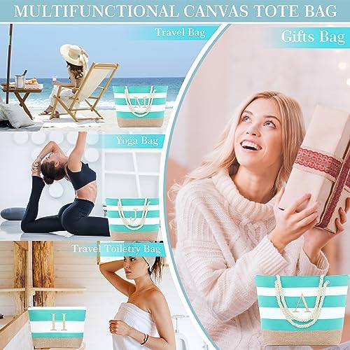 YOOLIFE Beach Bags for Women - Travel Canvas Beach Tote, Pool Waterproof Bag, Travel Essentials, Gifts for Women Birthday - Image 6