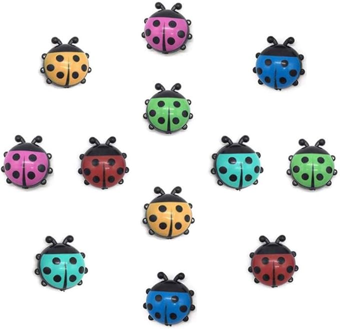 Ladybug Refrigerator Magnets Kitchen Magnets Office Magnets for Whiteboard, Dry Erase Board, Cute and Colorful Insect Design (12pcs per Set)