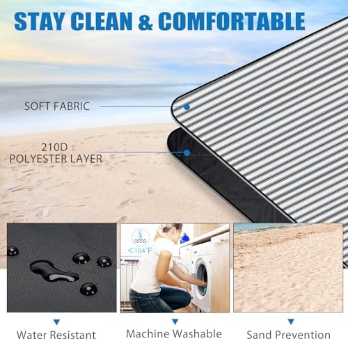G GOOD GAIN Waterproof Picnic Blankets Outdoor Machine Washable, Berry Blue - Image 4
