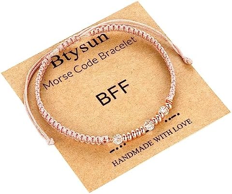 Morse Code Bracelets for Women Mothers Day Gifts 2026 Graduation Gifts Mom Birthday Gift Pink Braided Bracelets Teen Trendy Stuff Inspirational Best Friend Birthday Gifts for Daughter Girlfriend Christmas Stocking Stuffers Jewelry by BTYSUN