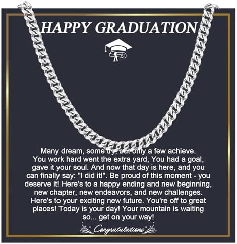 EPIRORA Graduation Gifts Necklace for Him 2026, 6MM Stainless Steel Cuban Link Chains Graduation Necklace for Men, Class of 2026 Grad Gifts for Middle School | High School | College | Master Degree by EPIRORA