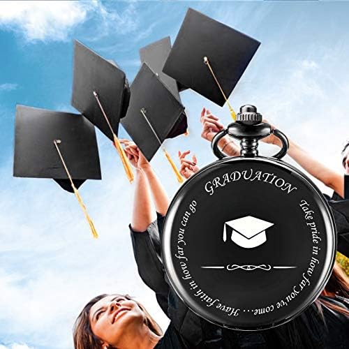 TREEWETO Engraved Pocket Watch Graduation for Him Her College High School for Son Daughter Men Classmates - Image 3