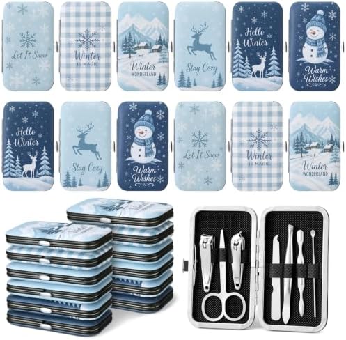 Sawysine 12 Set Bulk Winter Gift 7 In1 Stainless Nail Clippers Manicure Set by Sawysine