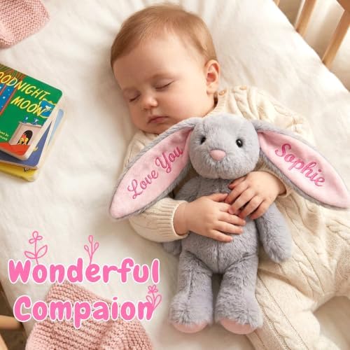 Personalized Bunny Stuffed Animal with Name, Custom Baby Bunny Plush Toys - Image 2