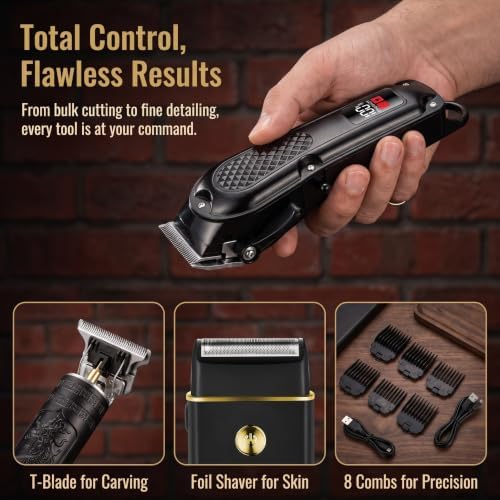 Hair Clippers for Men, Hair Clipper Trimmer with LED Display, Cordless Hair Clipper Shaver Beard Trimmer, Hair Cutting Set, Holiday Gift for Father's Day - Image 2