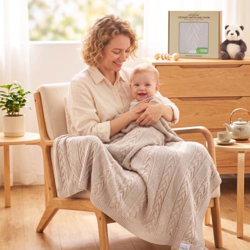 Organic Cotton Knit Baby Swaddle Blanket Infant & Toddler 31x43 in - Image 5