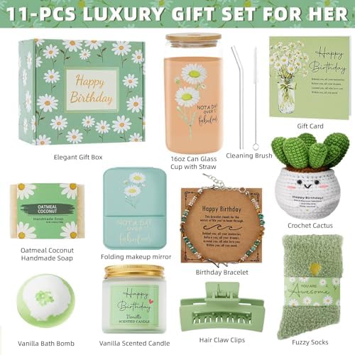Birthday Gifts For Women 11PCS Womens Birthday Gifts Birthday Box Basket - Image 2