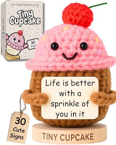 Emotional Support Gifts for Women - Positive Crochet Cupcake W/ 30 Uplifting Affirmation Cards | Birthday Gift for Women Friendship, Best Friend, Bestie, Teen Girls, Classmates, Daughter Birthday by GotYouaLittleSomething