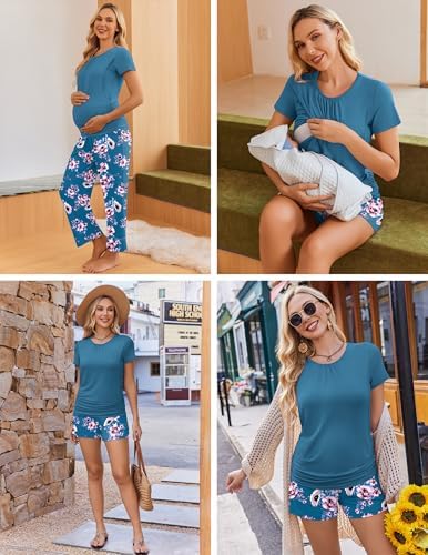 Ekouaer Maternity Nursing Pajamas Set 3 Piece Postpartum Breastfeeding Pjs - Image 2
