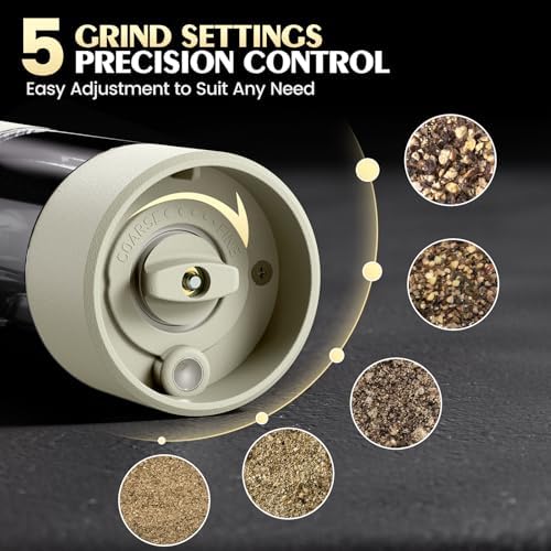Salt and Pepper Grinder Set Electric Adjustable Coarseness Salt Pepper Grinder Shakers House Warming Gifts Automatic Battery Pepper Mill Shakers Gifts for Women Wedding Registry Must Haves - Image 2