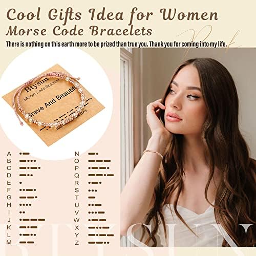 Morse Code Bracelets for Women Mothers Day Gifts 2026 Graduation Gifts Mom Birthday Gift Pink Braided Bracelets Teen Trendy Stuff Inspirational Best Friend Birthday Gifts for Daughter Girlfriend Christmas Stocking Stuffers Jewelry - Image 2