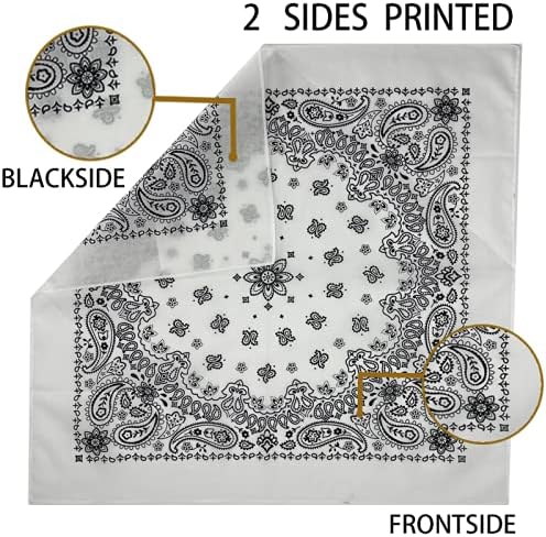 6 Pack 12 Pack Bandanas 2 Sides Printed 22inch Unisex Cowboy Kerchiefs