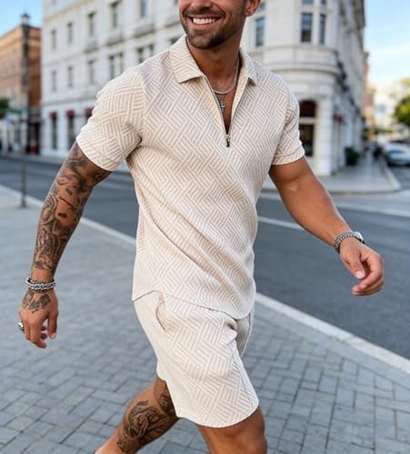 BIRW Men‘s Track Suits 2 Piece Summer Short Sets Outfits Fashion Polo Shirt Casual Short Sleeve and Shorts set - Image 4
