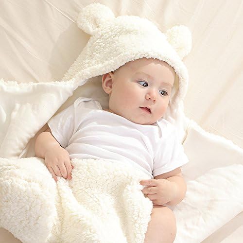 Nunibum Baby Swaddle Blanket Boys Girls Cute Bear Plush Essential Receiving Blanket Ultra-Soft Newborn Registry Sleeping Wraps for Infant 0-6 Months - White - Image 6