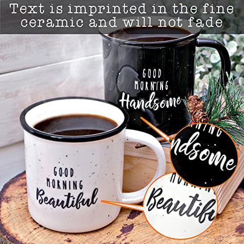 Good Morning Beautiful Handsome Coffee Mug Set of 2, 11 Ounce Couple Mug - Image 3
