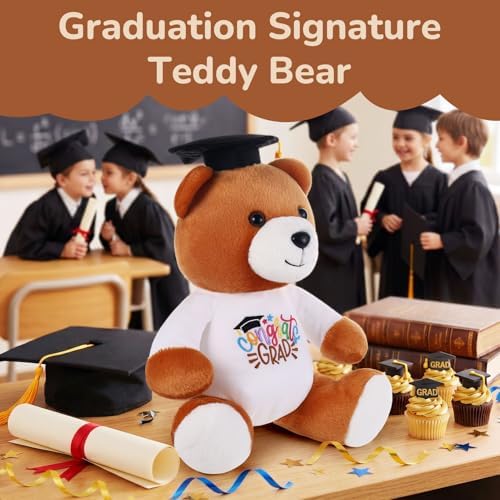 Blank Bear with Graduation Cap Toys Autograph Stuffed Teddy Bear Class of 2026 Graduated Plush Stuffed Teddy Animal for Graduation Day Gift(Grad Bear) - Image 5