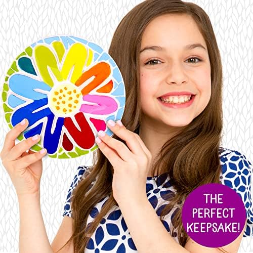Creative Roots Mosaic Flower Garden Stepping Stone Kit, Includes 7-Inch Ceramic Stone & 6 Vibrant Paints, DIY Stepping Stone Kit for Kids Ages 6+ - Image 5