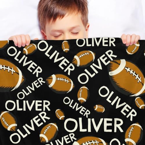 Personalized Baby Blankets for Girls Boys, Custom Baby Blanket with Name Swaddle Toddler Fleece Blanket Personalized Gift Football Pattern Text - Image 4