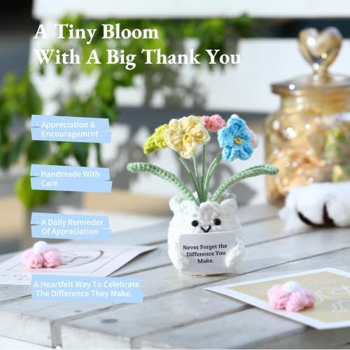 Forget-Me-Not Crochet Flower Potted Plant Gift - Image 2