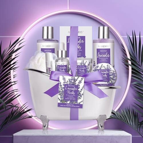 Mother's Day Gift, Spa Gift Basket for Women, 8pcs Lavender Spa Kit Set with Body Wash, Bubble Bath, Scrub, Bath & Beauty Skin Care Gift Sets, Christmas Gifts Set for Women, Her, Mom - Image 5