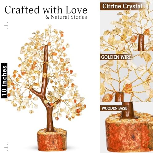 YATSKIA Citrine Tree | Gemstone Money Tree Feng Shui Crystals Decor | Bonsai Tree Decor | Feng Shui Money Tree | Birthday Gifts for Women | 10 Inch 300 Beads - Image 2
