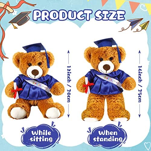 Foilswirl Graduation Bear 2026 with Gown Cap Tassel Graduation Stuffed Animal Plush Bear Toy for Class of 2026 Prek Preschool Kindergarten High School College Graduate Gift (14”, Royal Blue) - Image 2