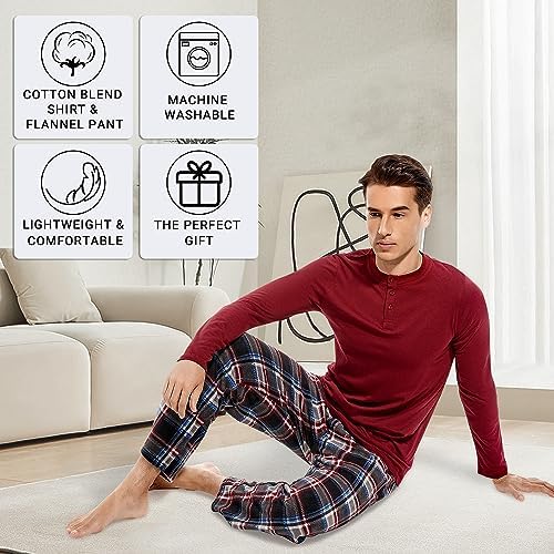 DG Hill Mens Pajama Pants - Pajamas Set Flannel PJ Pants for Men Cotton Top - Image 3