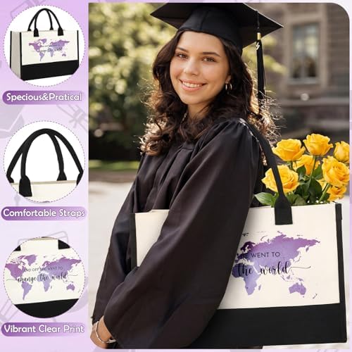 Vesici 8 Pcs Graduation Gifts Set for Women Her 2026 with Tote Bag Makeup Bag Bracelet Box Glass Cup Pens Class of 2026 Congratulations Graduate Gift Basket for College Senior Nurse(Purple) - Image 3