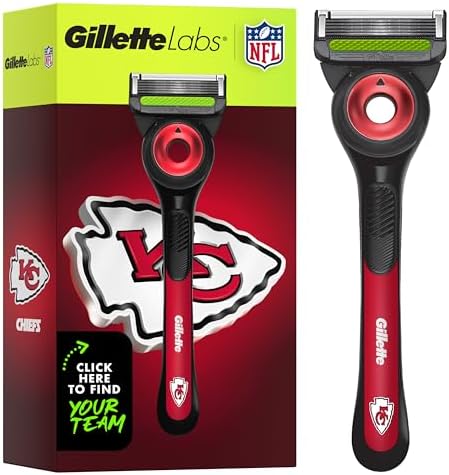 Gillette Labs Special NFL Chiefs Edition Shaving Razor for Men - 1 Handle, 1 Razor Blade Refill, Perfect for Game Day Grooming, GilletteLabs with Exfoliating Bar by Gillette