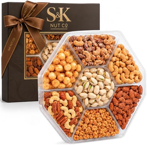 Nuts Gift Tray, Gourmet Mixed Nuts Assortment With Sweet And Roasted Salted Varieties, Ready To Serve Snack Gift Box For Mom, Family And Thank You Occasions by Unknown