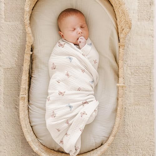Konssy Muslin Swaddle Blankets, 100% Cotton Receiving Blankets, 47"x 47" - Image 3