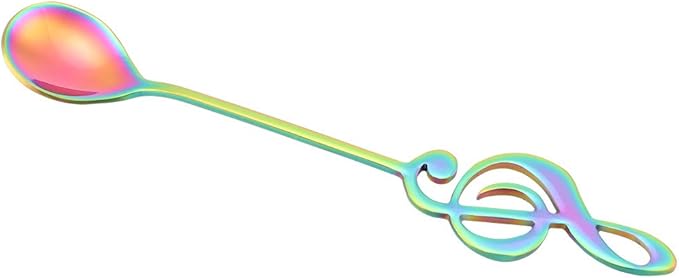 Stainless Steel Musical Note Spoon, 6 inch Colorful Coffee Stirring Spoons Creative Musical Theme Teaspoon Dessert Spoons Flatware for Coffee Stirring Drink Mixing Jam (Colorful)