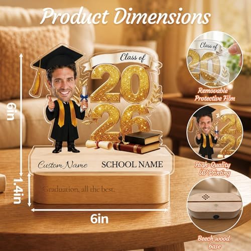 Personalized Graduation Gifts for Class of 2026, Custom Photo Graduation Plaque, Acrylic Graduation Keepsake, Graduation Desk Decor, College High School Senior Graduation Gift for Daughter Son Him Her - Image 3