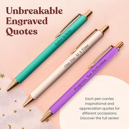 MESMOS Meaningful Sobriety Gifts for Women, 3pk Fancy Pen Set with German-Made Ink, Inspirational Pens, Proud of You Sober Gifts, Sober Affirmation Quote - Image 3