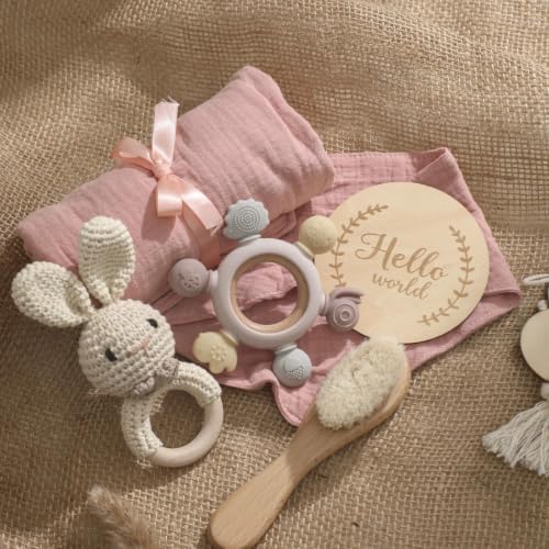 EERKEOD Baby Gift Set for Newborn New Baby Gift Set - Newborn Baby Essentials Baby Bath Set with Baby Blanket Baby Rattle - New Born Baby Girls Gift & Baby Boy Gifts for Baby Shower by EERKEOD