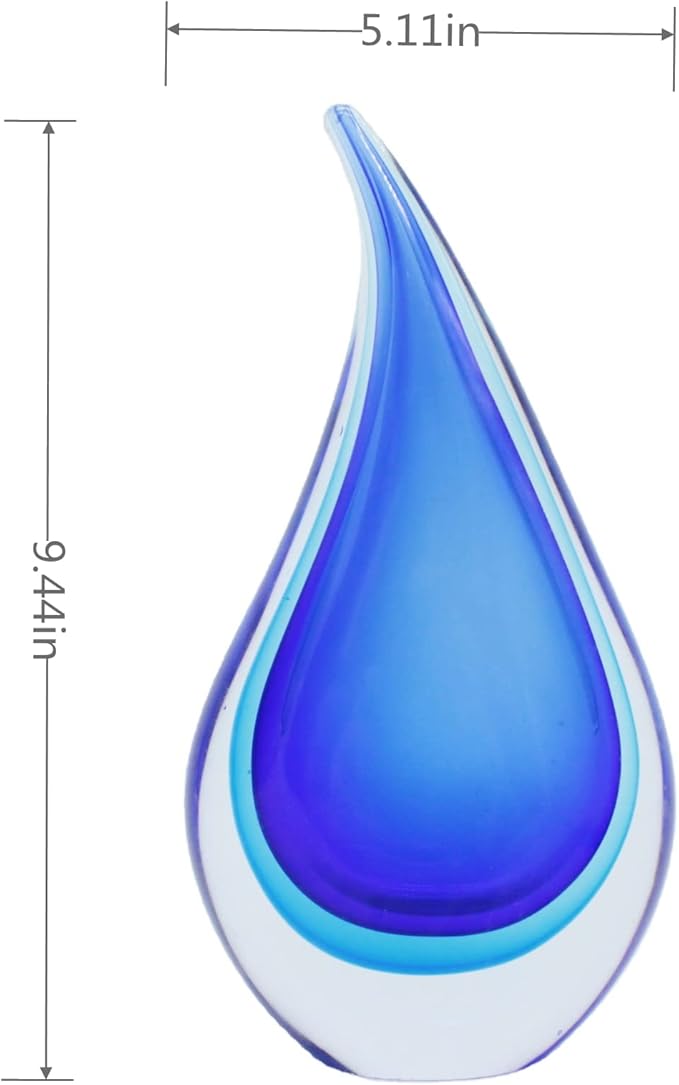 Yao Yuan Hand-Blown Glass Sculpture Glass Decor Murano-Style Glass Statue and Figurine Wonderful Gift, Blue Hollow