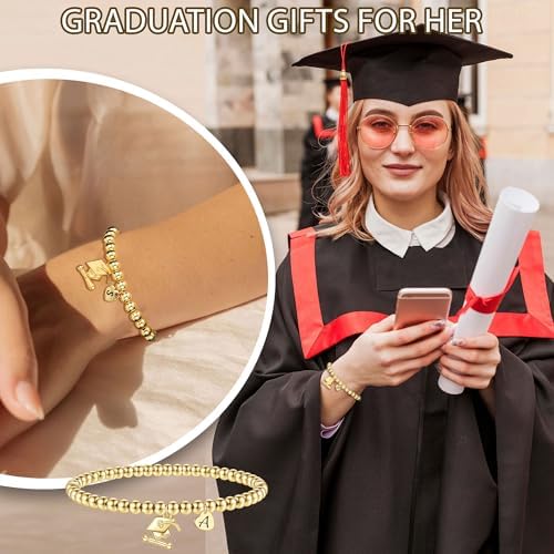2026 Graduation Gifts, Graduation Gift for Her High School College Graduation Gifts for Teen Girls 5th 8th Grade Masters Degree Grads Initial Bracelets for Women Letter A-Z Charm Bracelet Daughter Niece Granddaughter Girlfriend Jewelry - Image 4