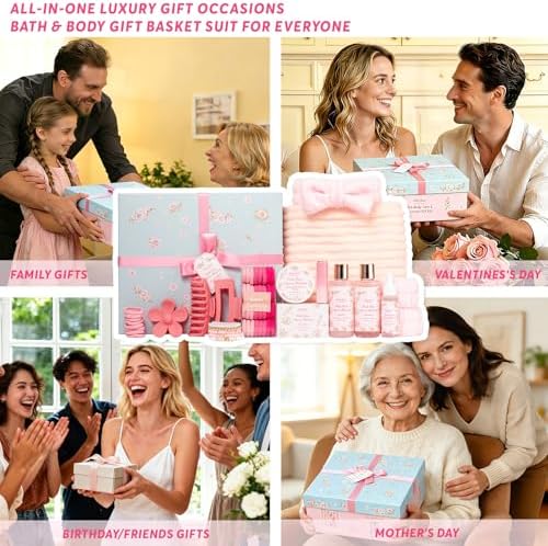 57 Pcs Bath Spa Kit for Women, Rose Bath and Body Gift, Facial Skin - Image 3