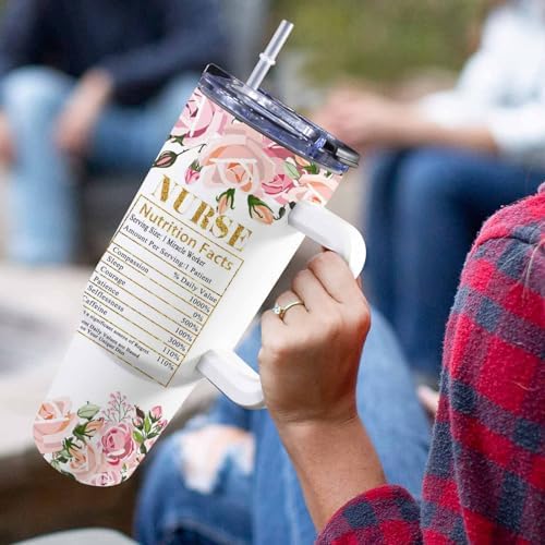 Nurse Gifts for Women Personalized 40oz Nurse Tumbler with Handle and Straw, Personalized Gifts for Nurses, Thank You Nurse Cup Gifts for Nurses Day, Stainless Steel Nurse Water Bottle Insulated Cup - Image 5