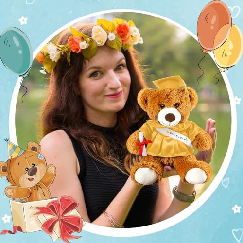 Foilswirl Graduation Bear 2026 with Gown Cap Tassel 9” Yellow Graduation Stuffed Animal Plush Bear Toy for Class of 2026 Prek Preschool Kindergarten High School College Graduate Gift - Image 3