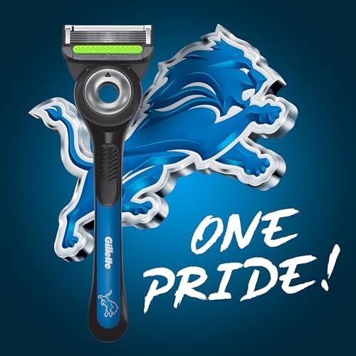 Gillette Labs Special NFL Lions Edition Shaving Razor for Men - 1 Handle, 4 Razor Blade Refills & Magnetic Stand, GilletteLabs with Exfoliating Bar - Image 2