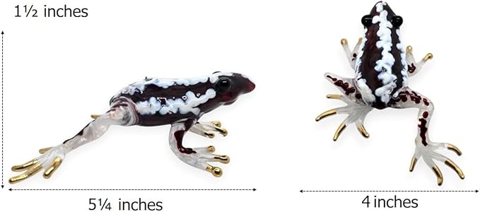 WitnyStore 5¼" Dark Red White Frog Artistic Blown Glass Figurine Premium Hand-Blown Statue Tabletop Decoration Unique Collectible for Adult Collectors Handcrafted Elegant Home Room Decor