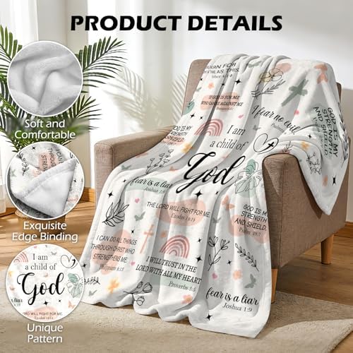 Christian Gifts for Women - I Am a Child of God Blanket 60"x50", Inspirational Religious Birthday Gifts for Women Mom Sister Friends, Christmas Baptism Catholic Spiritual Jesus Faith Bible Prayer - Image 3