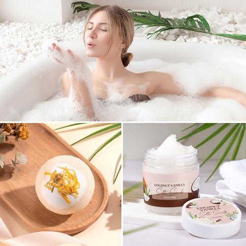 Spa Gift Baskets for Women, Vanilla Coconut Bath and Body Gifts Set for Women, Home Spa Self Care Gift, Relaxing Bath Set for Mom Wife Sister Friends Sister Girlfriend, Mother’s Day Thank You Gifts - Image 6