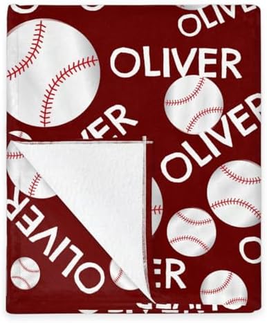 Personalized Baby Blankets for Girls Boys, Custom Baby Blanket with Name Swaddle Toddler Fleece Blanket Personalized Gift Red Baseball Text - Image 5