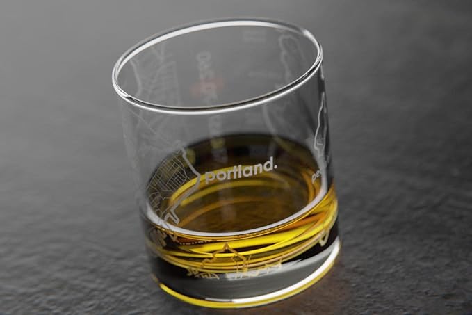 Well Told Engraved Portland Maine Map Rocks Glass, Old Fashioned Whiskey Glass (11 oz, Clear) Etched Whiskey Glass, Gifts For Whiskey Lovers