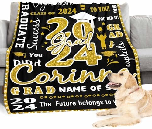 2024 Personalized Graduation Blanket Custom Blanket Memorial Gift with Photo Text Customized Blankets with Photos High School Graduation Gifts for Her, 30x40inch - Image 4