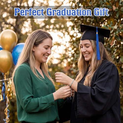 Vesici 8 Pcs Class of 2026 Graduation Gift Box Set for Women Her Grad Cap Box Glass Cup Makeup Bag Bracelet Pen Keychain College High School Graduation Gift for Daughter Sister Friend(Blue) - Image 5