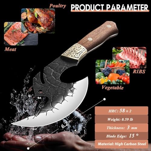 ROCOCO Viking Cleaver Knife Birthday - Full Tang Kitchen Axe Gift Men - Image 5